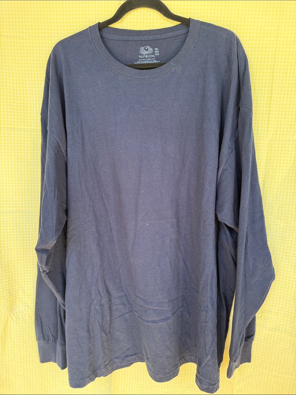 Fruit of the Loom Men's Long Sleeve Crewneck Shirt - Navy Blue